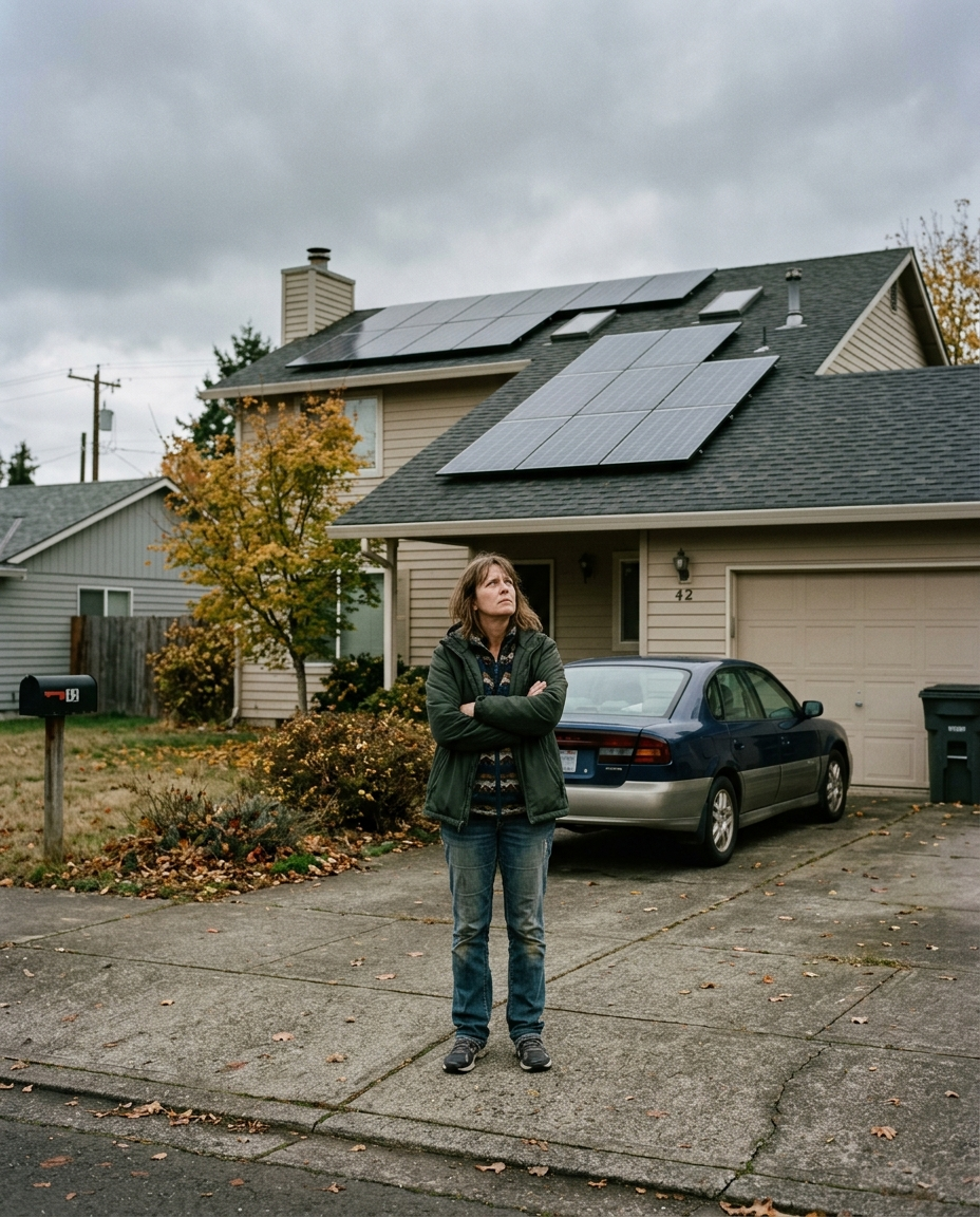An American home with rooftop solar panels